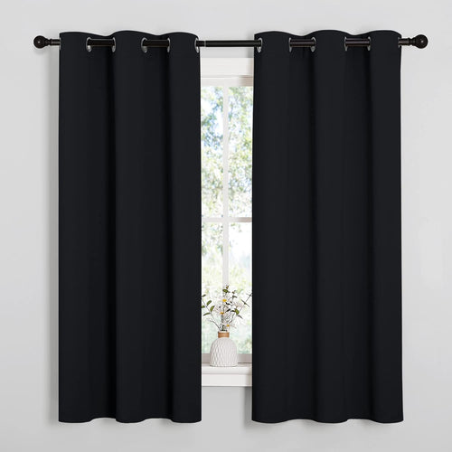 SIXLON Black Blackout Curtains for Bedroom 42" Wide x 63" Long 2 Panels