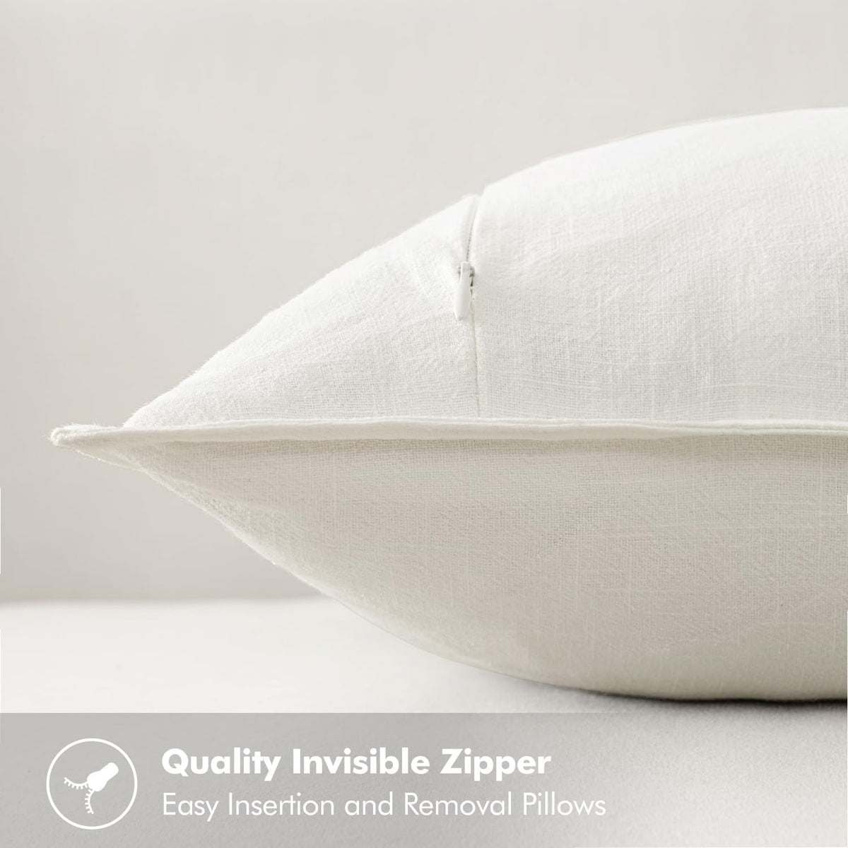 SIXLON Decorative Linen Euro Sham Pillow Covers 24x24 Natural Beige
