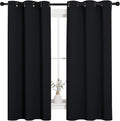 SIXLON Black Blackout Curtains for Bedroom 42" Wide x 63" Long 2 Panels