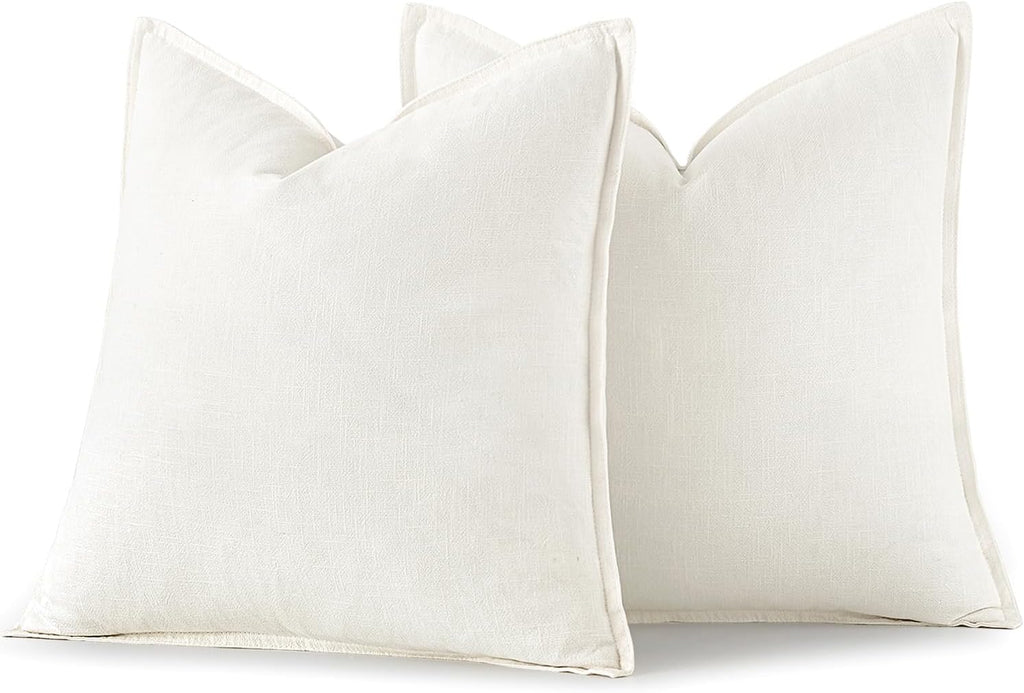 SIXLON Decorative Linen Euro Sham Pillow Covers 24x24 Natural Beige