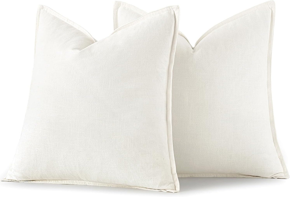 SIXLON Decorative Linen Euro Sham Pillow Covers 24x24 Natural Beige