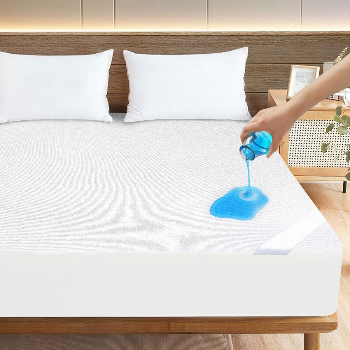 SIXLON Queen Size Mattress Protector Waterproof,Absorbent Fitted Sheet