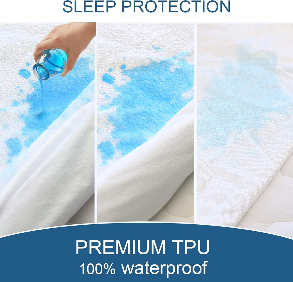 SIXLON Queen Size Mattress Protector Waterproof,Absorbent Fitted Sheet