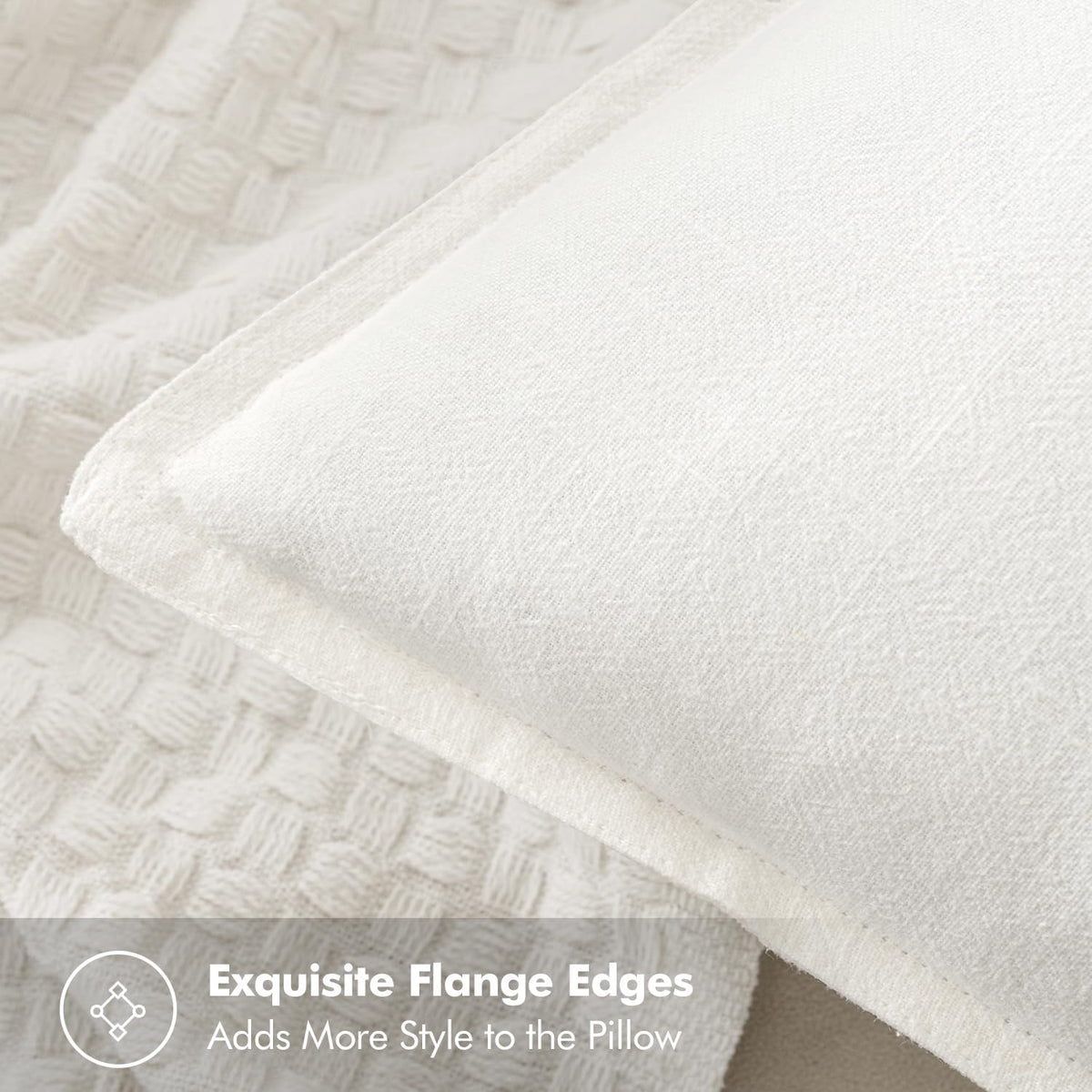 SIXLON Decorative Linen Euro Sham Pillow Covers 24x24 Natural Beige