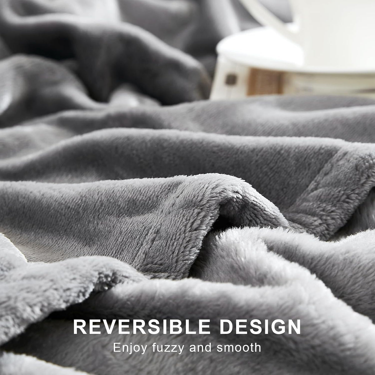 SIXLON Twin Grey Fleece Blanket, Soft Flannel Bed Blanket