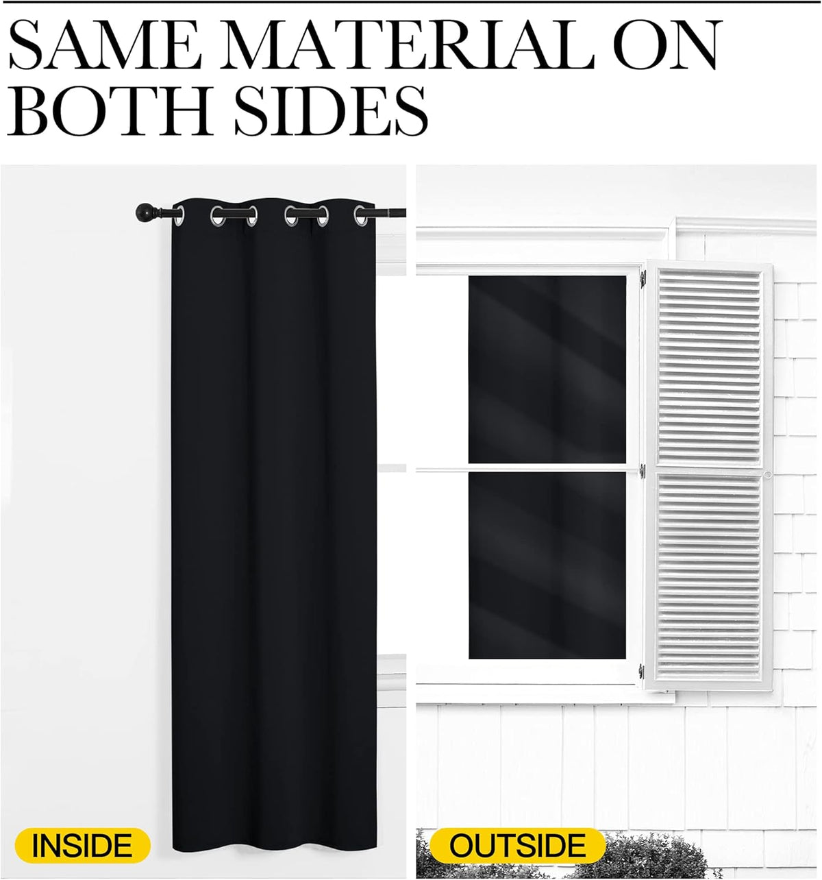 SIXLON Black Blackout Curtains for Bedroom 42" Wide x 63" Long 2 Panels