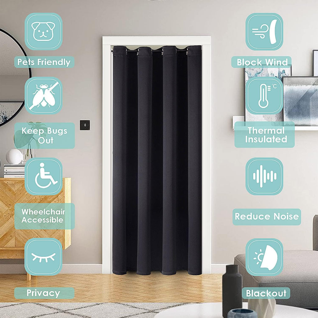 SIXLON Blackout Curtains Door Curtain for Doorway Privacy Closet Drapes