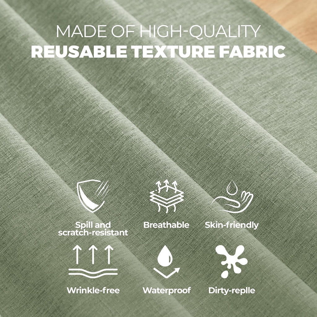 SIXLON Sage Green Linen Textured Tablecloth Rectangular 52 x70 Inch