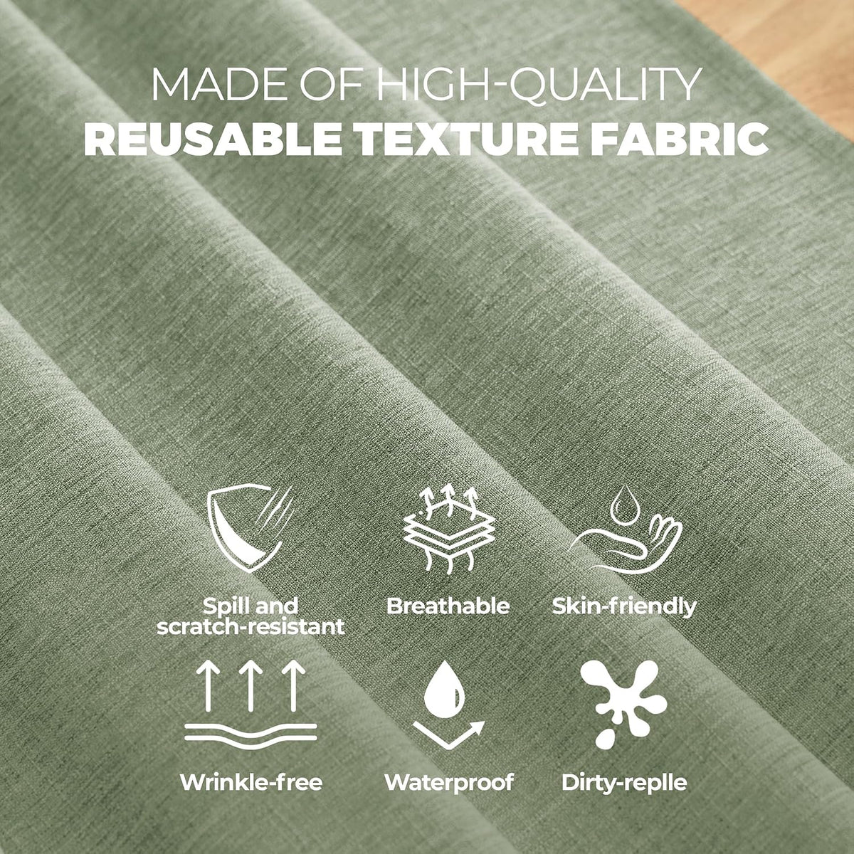 SIXLON Sage Green Linen Textured Tablecloth Rectangular 52 x70 Inch