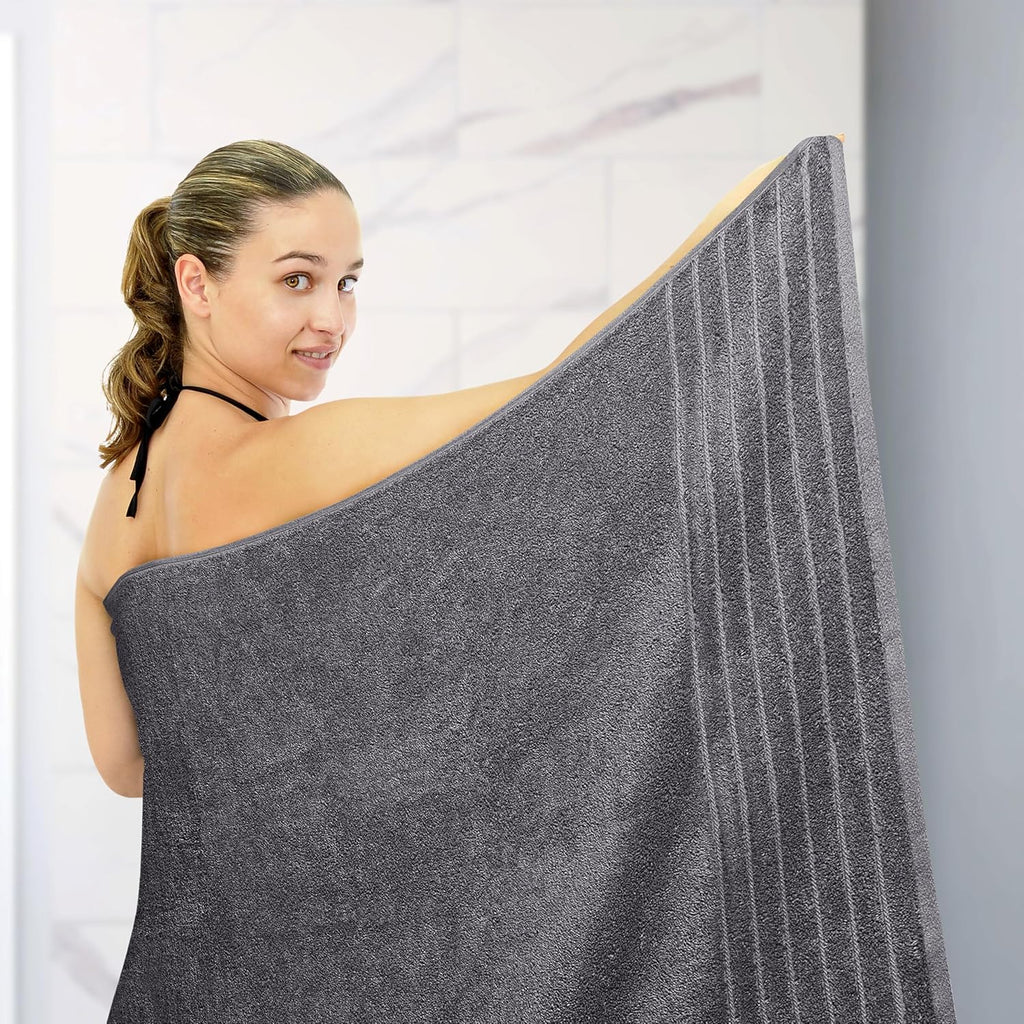 SIXLON 1 Piece Jumbo Bath Sheet 40 x 80 Inches, Dark Grey