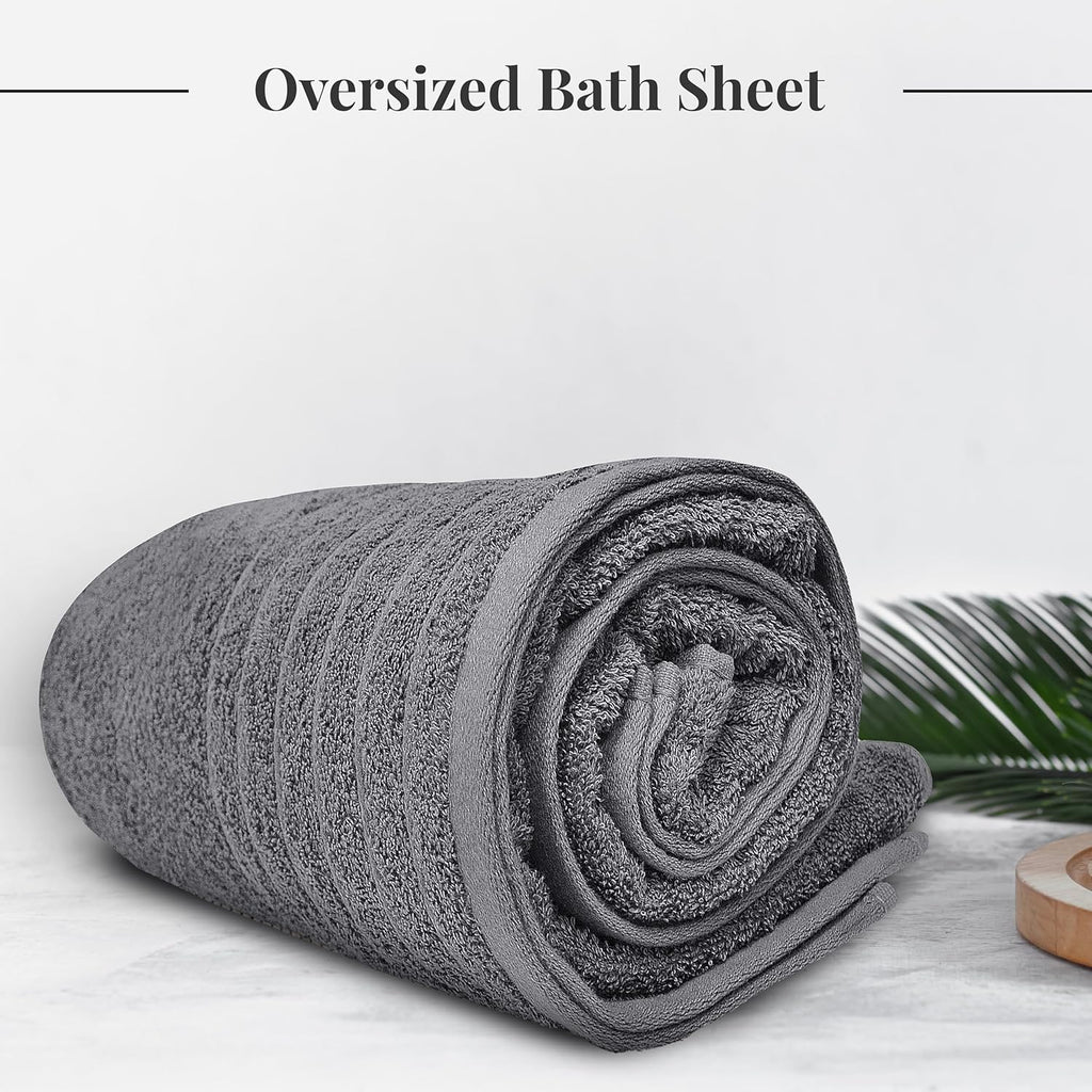SIXLON 1 Piece Jumbo Bath Sheet 40 x 80 Inches, Dark Grey