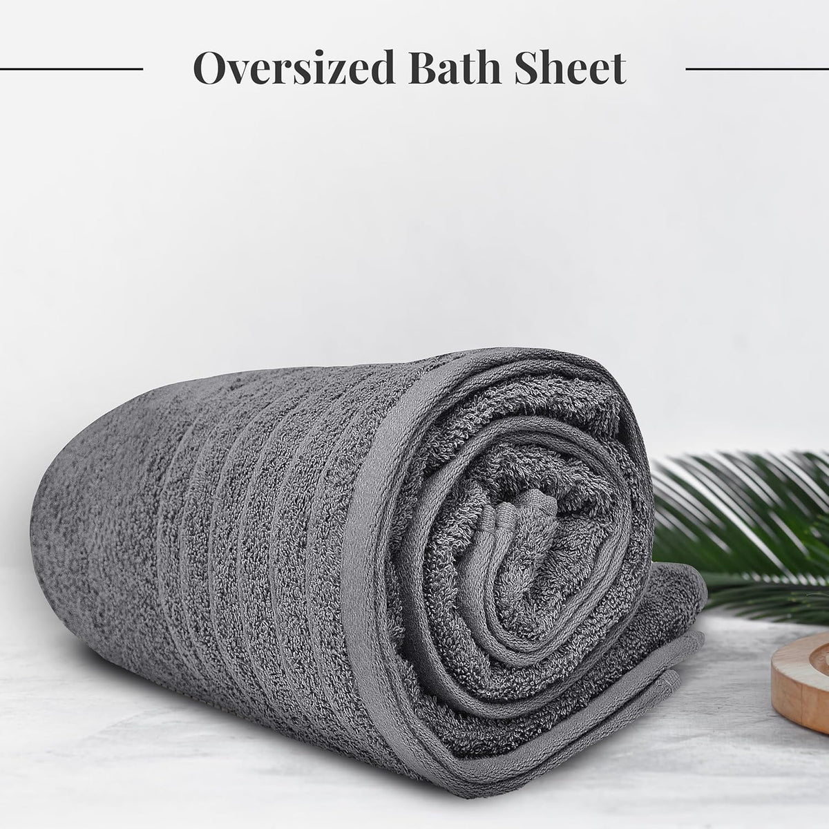 SIXLON 1 Piece Jumbo Bath Sheet 40 x 80 Inches, Dark Grey